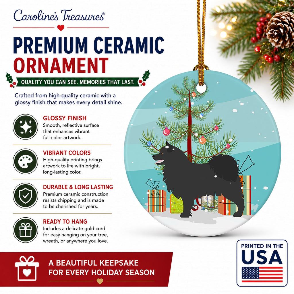 Swedish Lapphund Christmas Ceramic Ornament Christmas Tree Hanging Decorations for Home Christmas Holiday, Party, Gift, 3 in, Multicolor