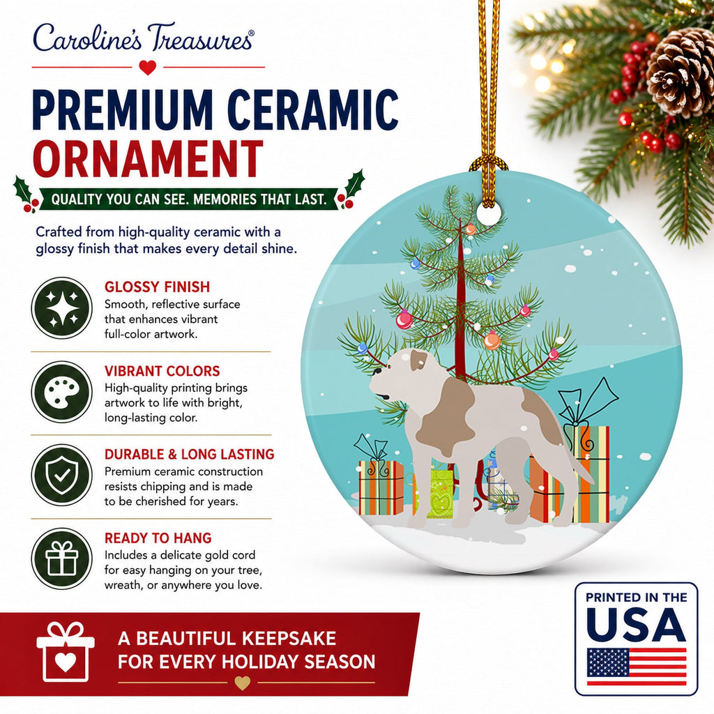 American Bulldog Christmas Ceramic Ornament Christmas Tree Hanging Decorations for Home Christmas Holiday, Party, Gift, 3 in, Multicolor