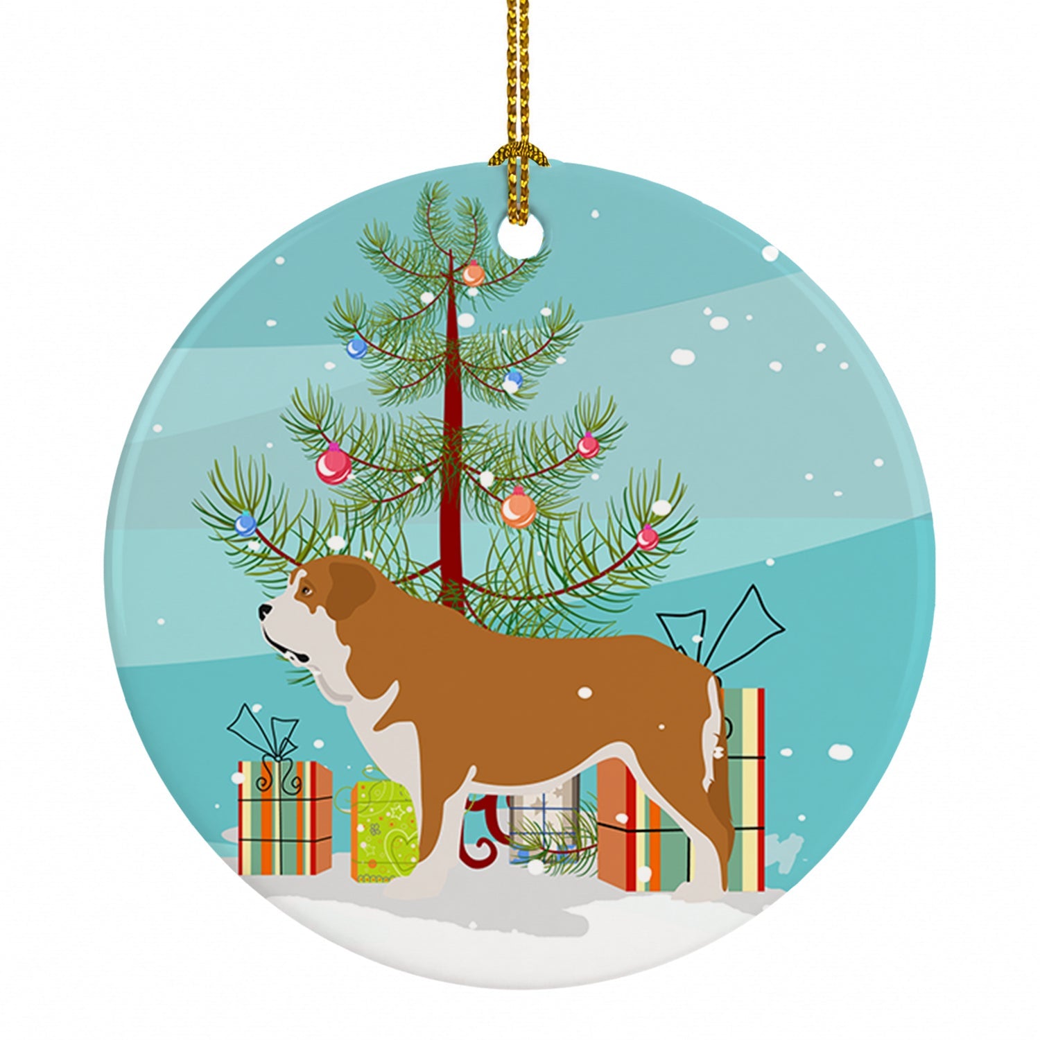 Mastin Epanol Spanish Mastiff Christmas Ceramic Ornament Christmas Tree Hanging Decorations for Home Christmas Holiday, Party, Gift, 3 in, Multicolor