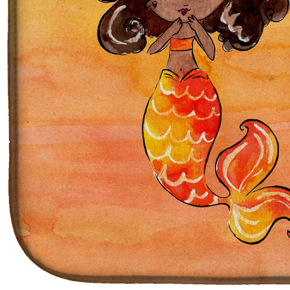 Mermaid Welcome Orange Dish Drying Mat Absorbent Dish Drying Mat Pad for Kitchen Counter Dish Drainer Mat for Countertop, 14 x 21", Multicolor