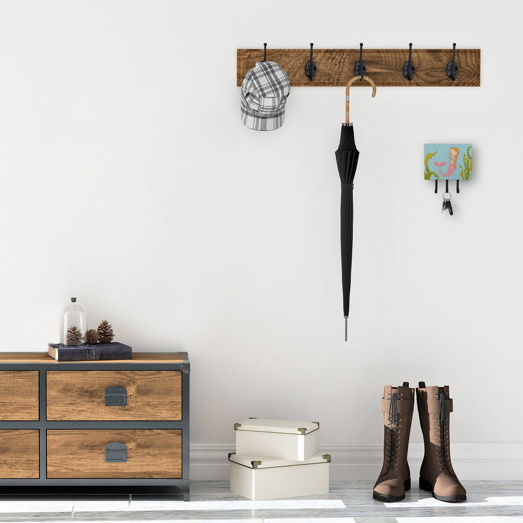 Mermaid and Cat Underwater Leash or Key Holder Wall Hooks, Coat Rack Wall Mount, for Hanging Keys, Towels, Aprons, Leashes
