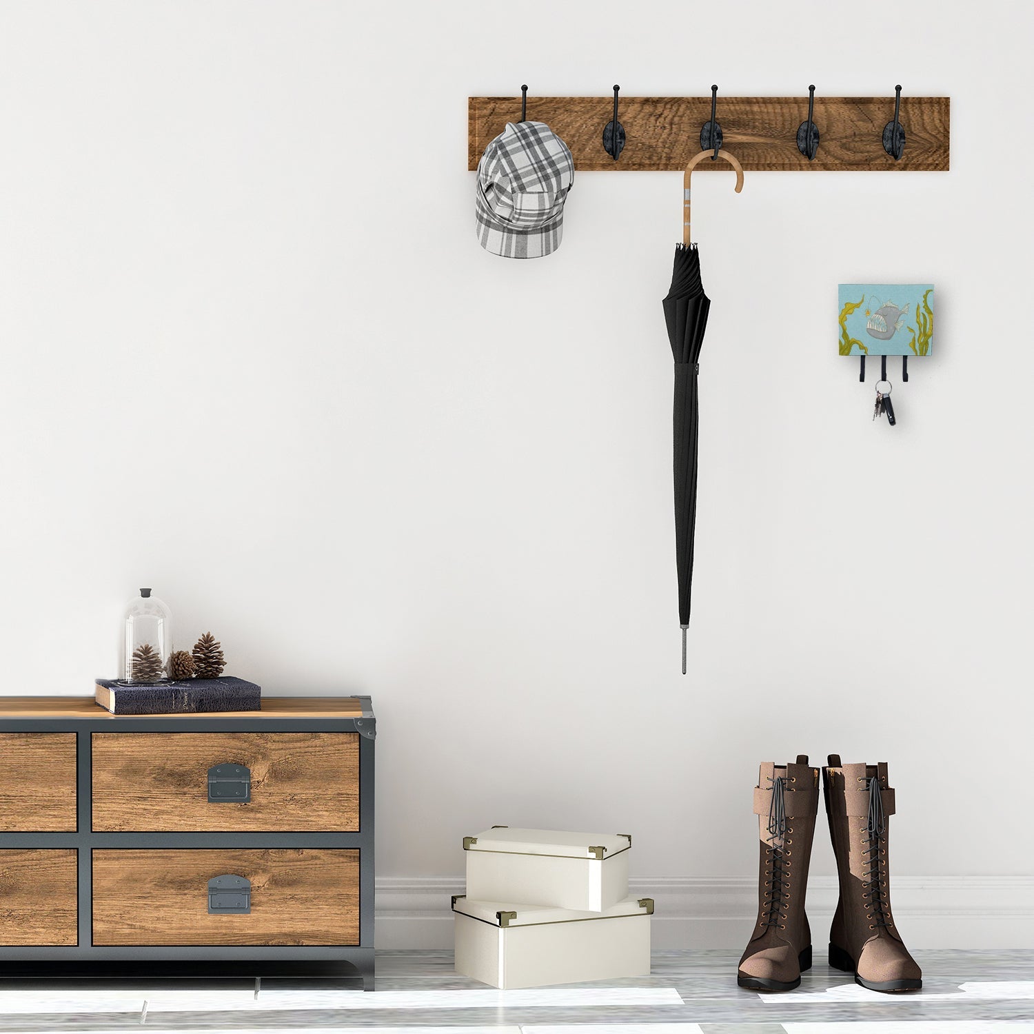 Frog Fish Leash or Key Holder Wall Hooks, Coat Rack Wall Mount, for Hanging Keys, Towels, Aprons, Leashes