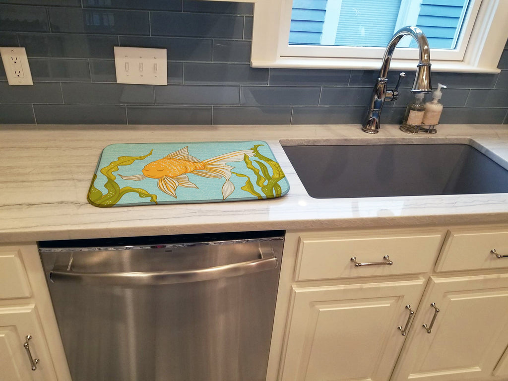 Gold Fish Dish Drying Mat Absorbent Dish Drying Mat Pad for Kitchen Counter Dish Drainer Mat for Countertop, 14 x 21", Multicolor