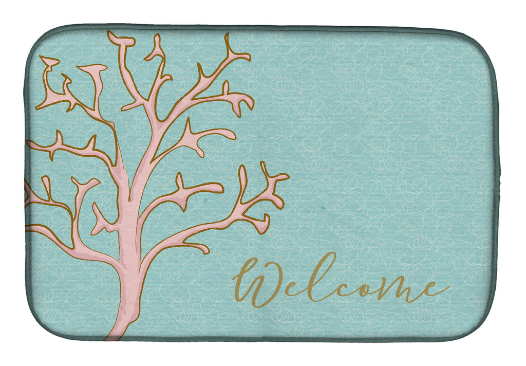 Coral Welcome Dish Drying Mat Absorbent Dish Drying Mat Pad for Kitchen Counter Dish Drainer Mat for Countertop, 14 x 21", Multicolor