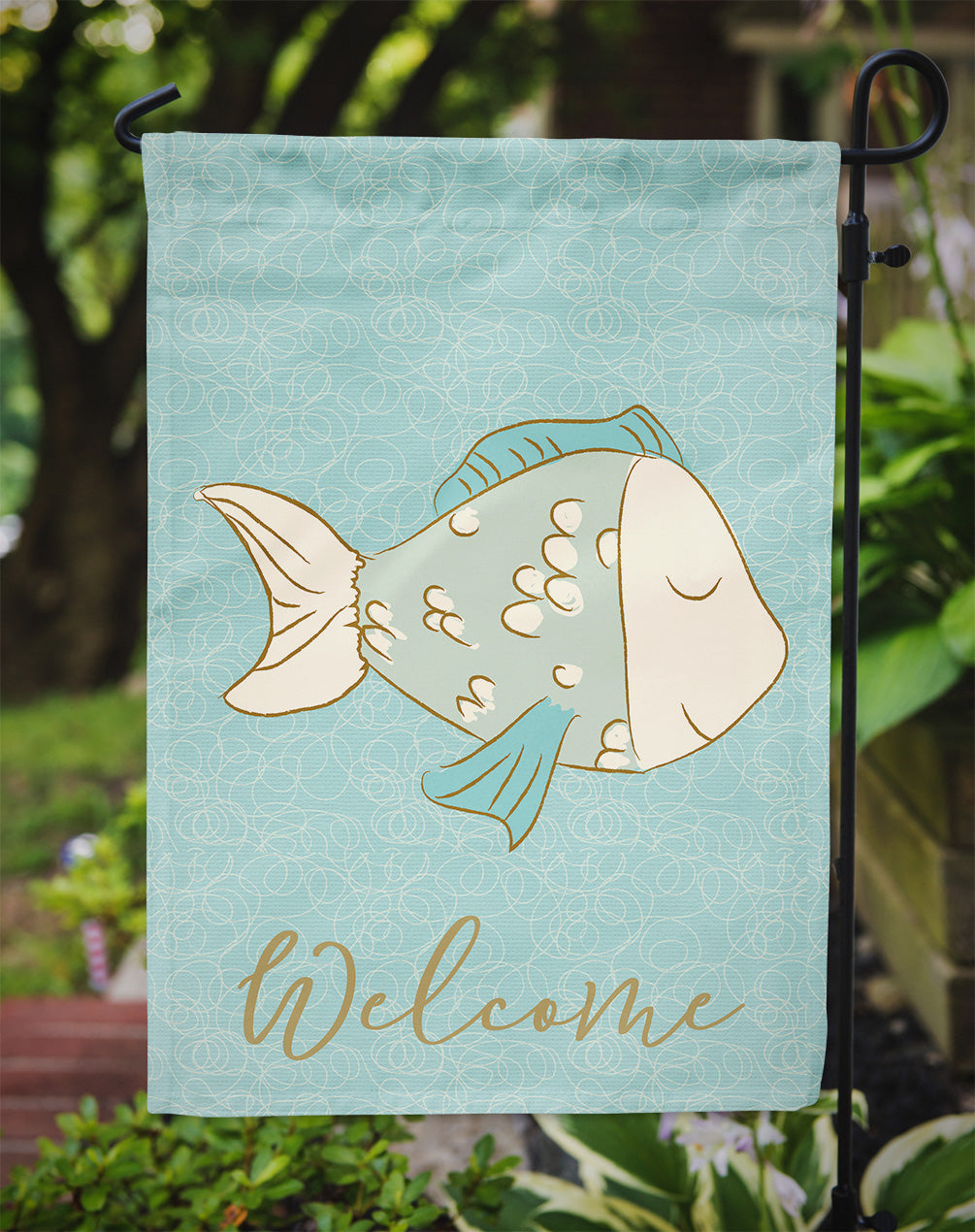 Blue Fish Garden Flag Mailbox Decorative Yard Banner Outside Patio Artwork for Flower Beds, Garden Size, Multicolor