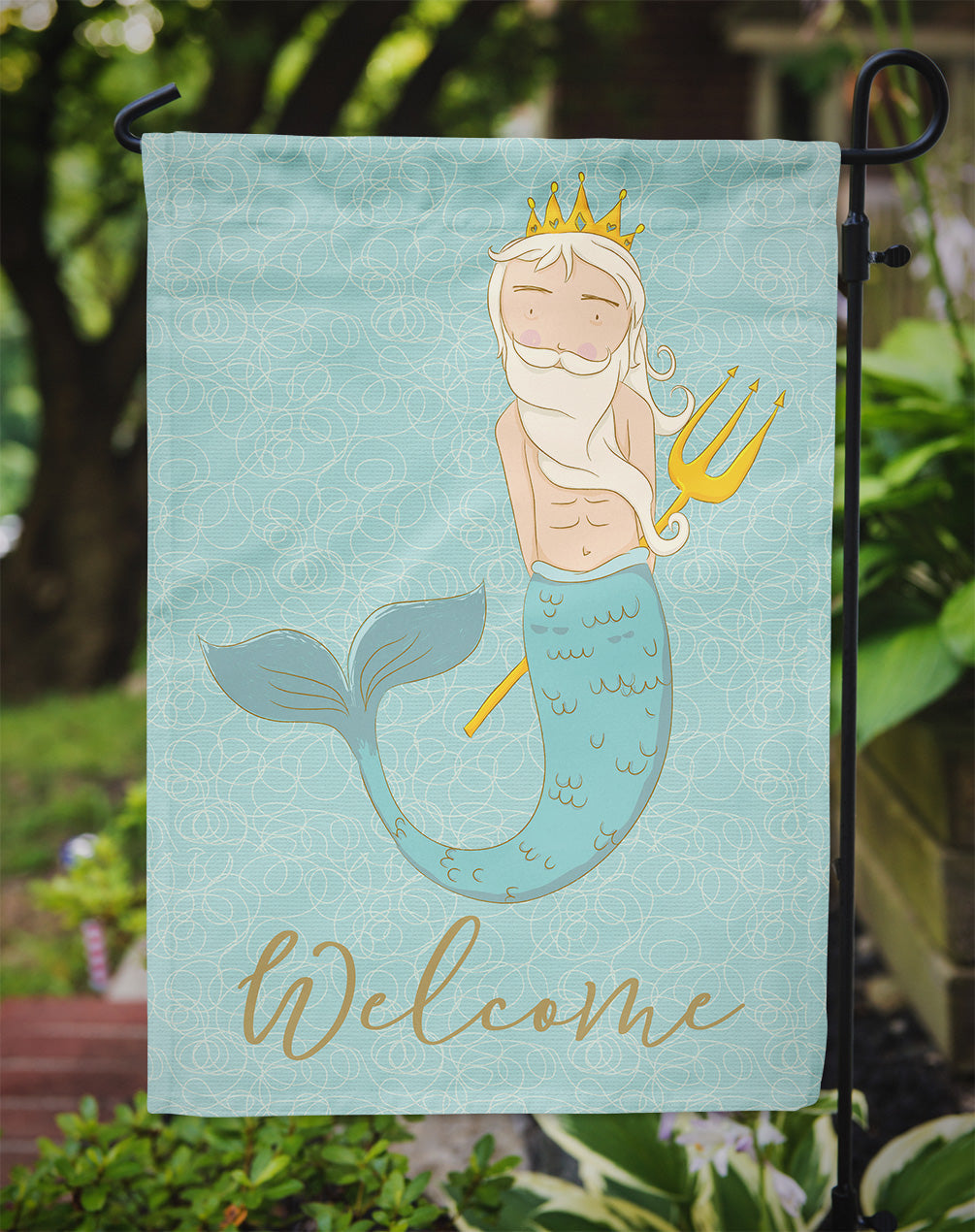 Neptune Merman Garden Flag Mailbox Decorative Yard Banner Outside Patio Artwork for Flower Beds, Garden Size, Multicolor