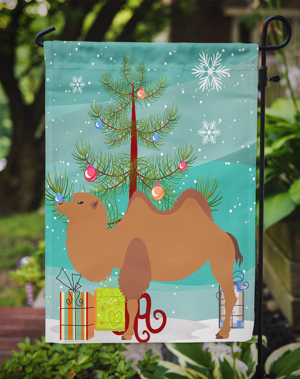 Bactrian Camel Christmas Garden Flag Mailbox Decorative Yard Banner Outside Patio Artwork for Flower Beds, Garden Size, Multicolor
