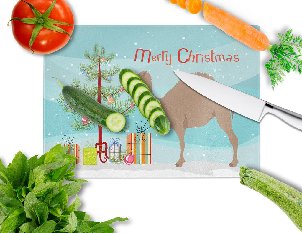 F1 Hybrid Camel Christmas Cutting Board Tempered Glass Kitchen Cutting Surface, Heat Resistant Chopping, Non-Slip Feet, Food Prep & Serving