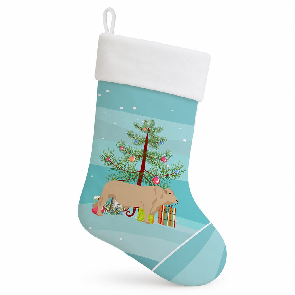 Charolais Cow Christmas Holiday Stocking Double-Sided Print, Polyester Suede,11x18, Made in USA