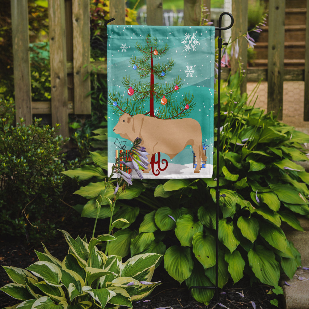 Charolais Cow Christmas Garden Flag Mailbox Decorative Yard Banner Outside Patio Artwork for Flower Beds, Garden Size, Multicolor