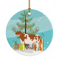 Ayrshire Cow Christmas Ceramic Ornament Christmas Tree Hanging Decorations for Home Christmas Holiday, Party, Gift, 3 in, Multicolor