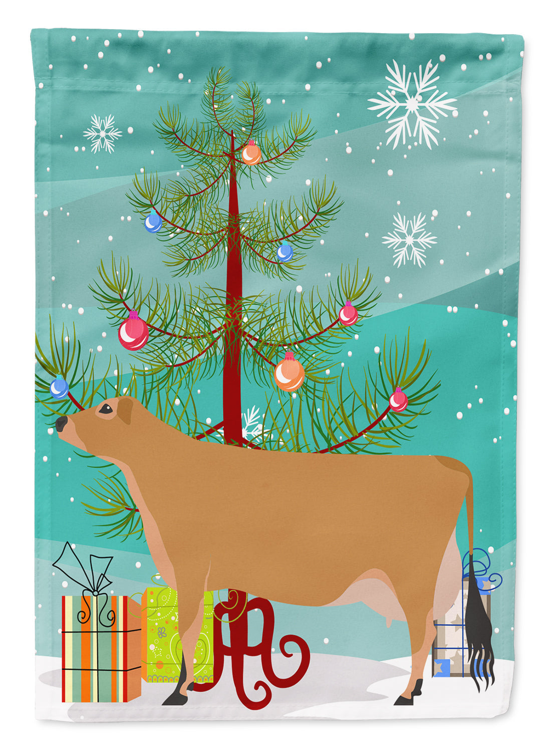 Jersey Cow Christmas Garden Flag Mailbox Decorative Yard Banner Outside Patio Artwork for Flower Beds, Garden Size, Multicolor