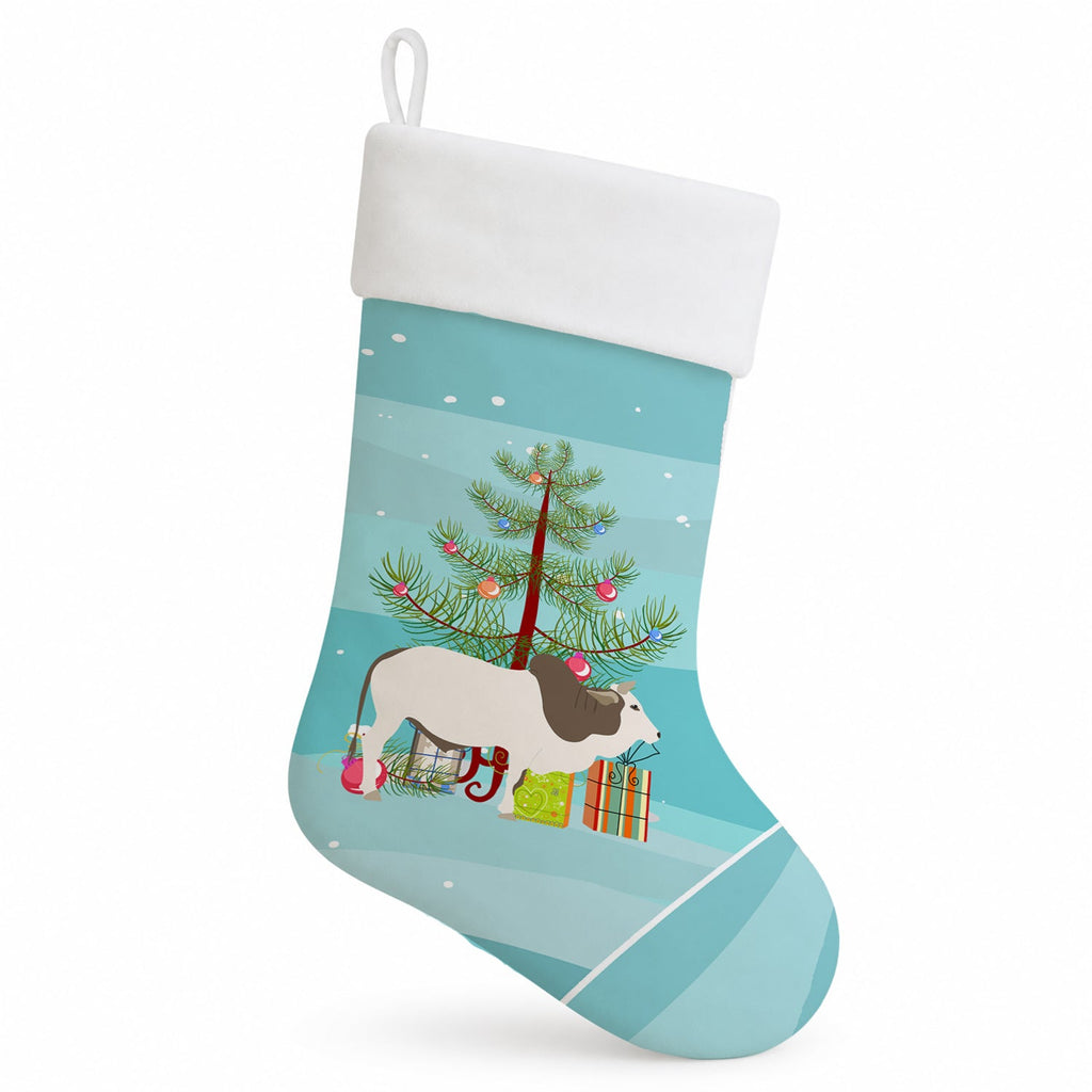 Malvi Cow Christmas Holiday Stocking Double-Sided Print, Polyester Suede,11x18, Made in USA