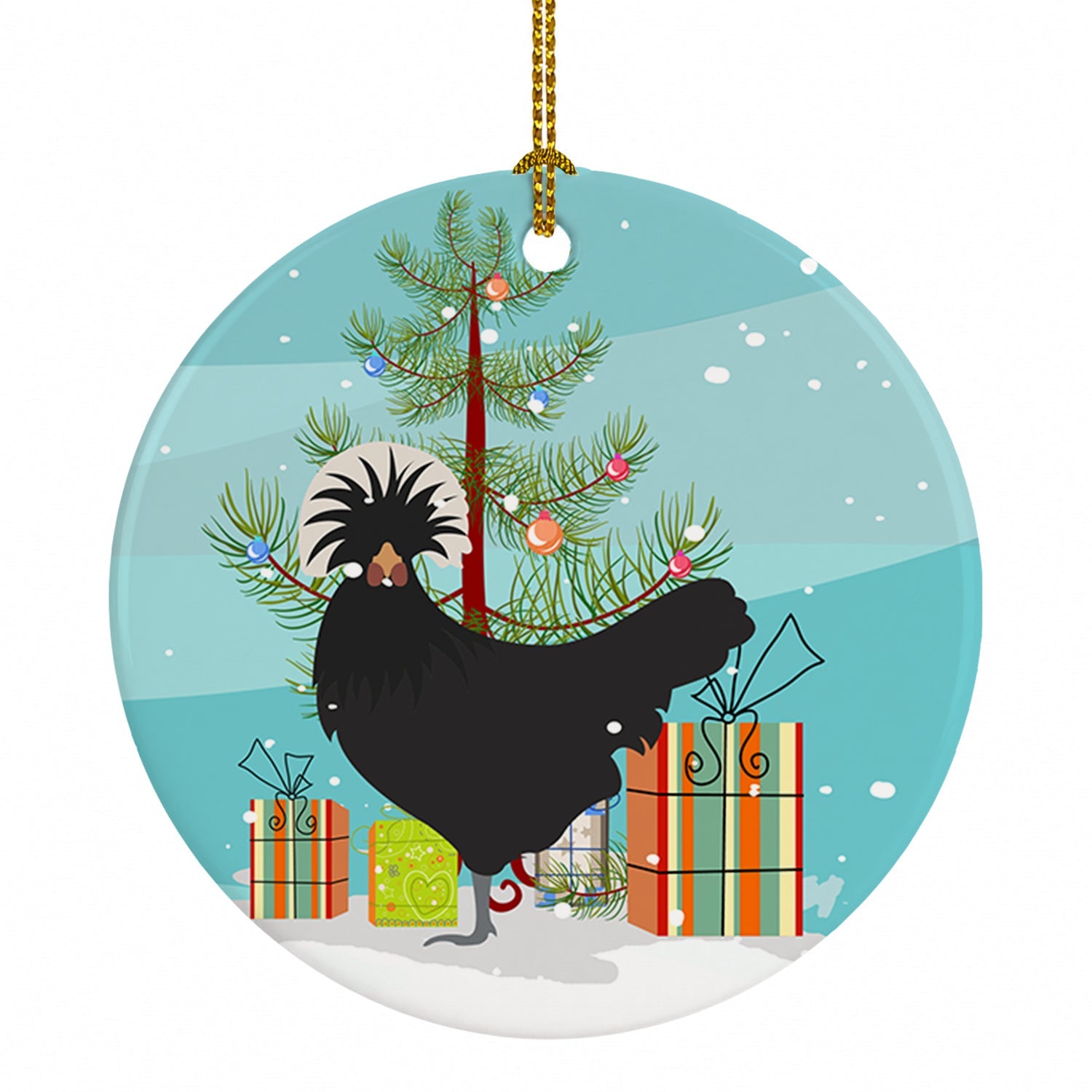 Polish Poland Chicken Christmas Ceramic Ornament Christmas Tree Hanging Decorations for Home Christmas Holiday, Party, Gift, 3 in, Multicolor