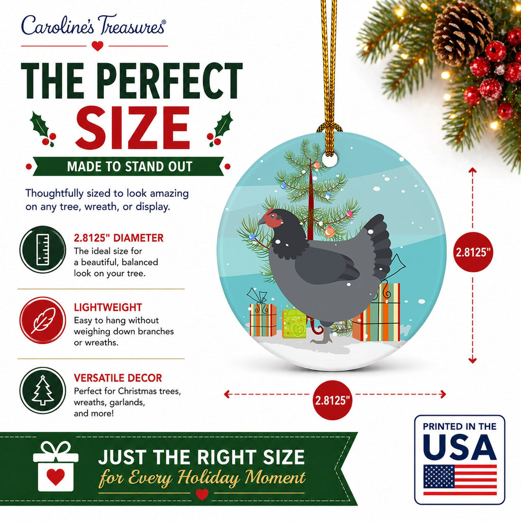Jersey Giant Chicken Christmas Ceramic Ornament Christmas Tree Hanging Decorations for Home Christmas Holiday, Party, Gift, 3 in, Multicolor