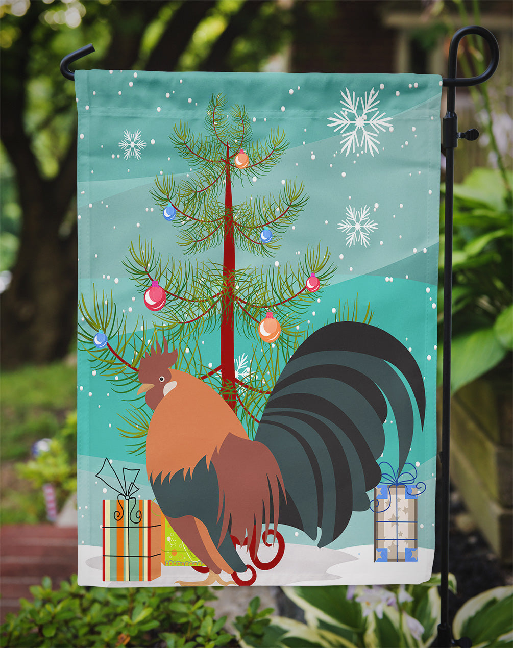 Dutch Bantam Chicken Christmas Garden Flag Mailbox Decorative Yard Banner Outside Patio Artwork for Flower Beds, Garden Size, Multicolor
