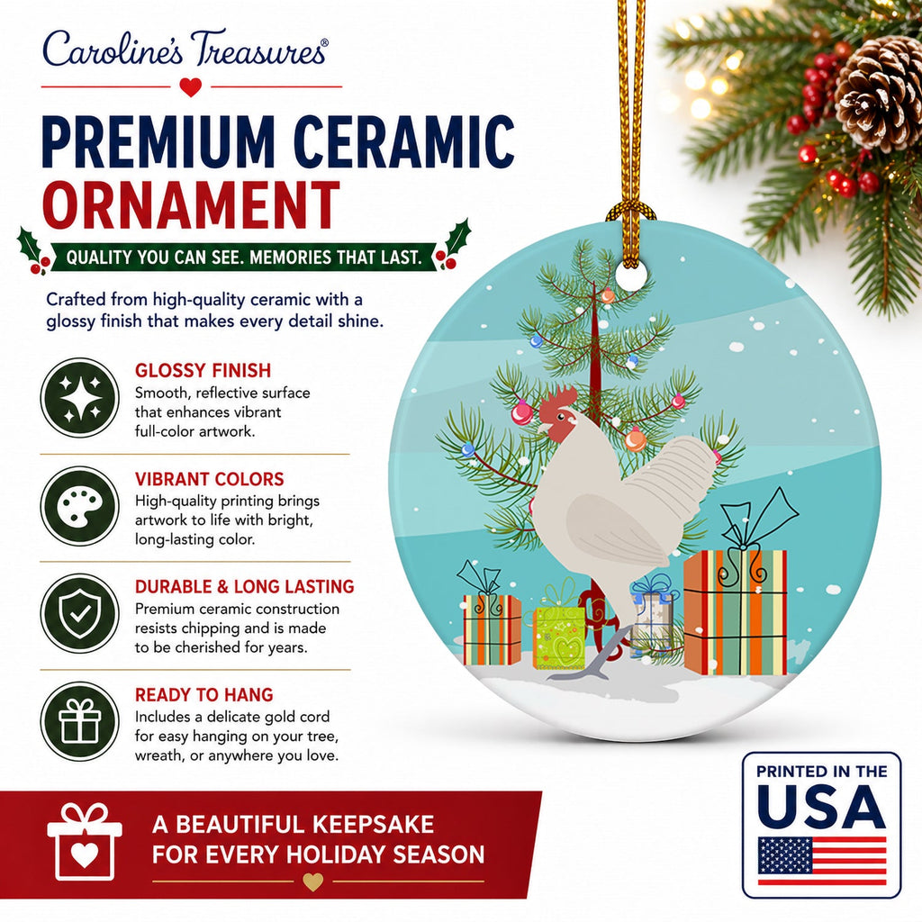 German Langshan Chicken Christmas Ceramic Ornament Christmas Tree Hanging Decorations for Home Christmas Holiday, Party, Gift, 3 in, Multicolor