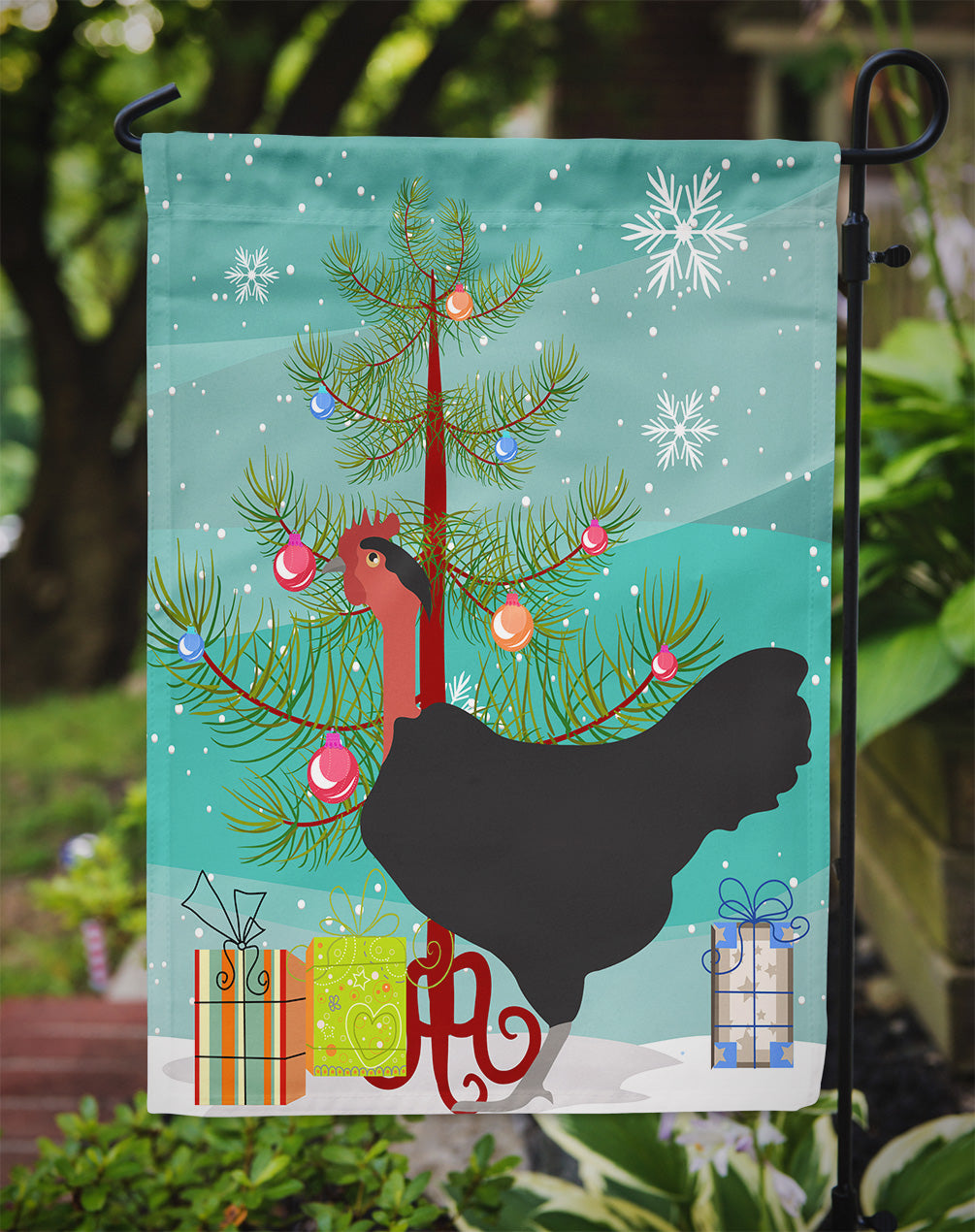 Naked Neck Chicken Christmas Garden Flag Mailbox Decorative Yard Banner Outside Patio Artwork for Flower Beds, Garden Size, Multicolor