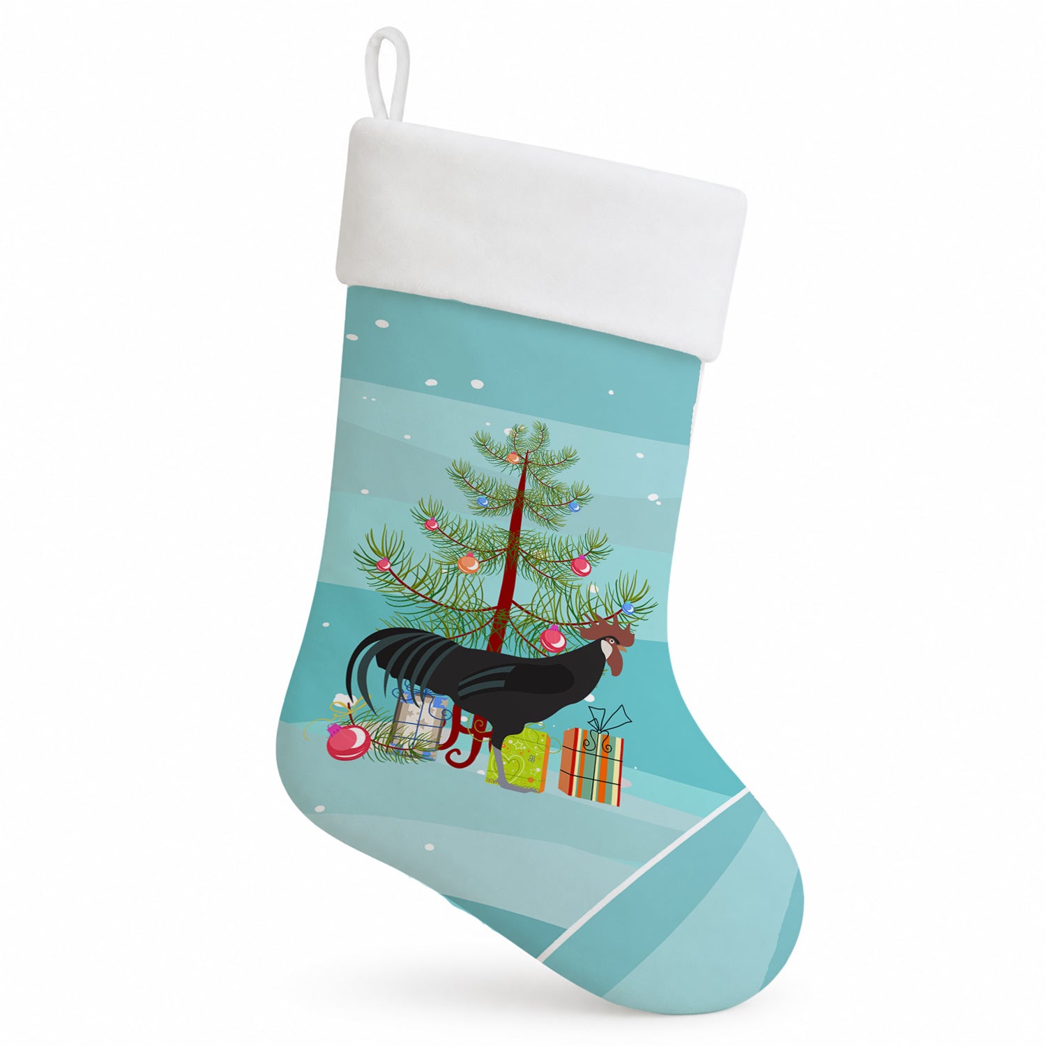 Minorca Ctalalan Chicken Christmas Holiday Stocking Double-Sided Print, Polyester Suede,11x18, Made in USA