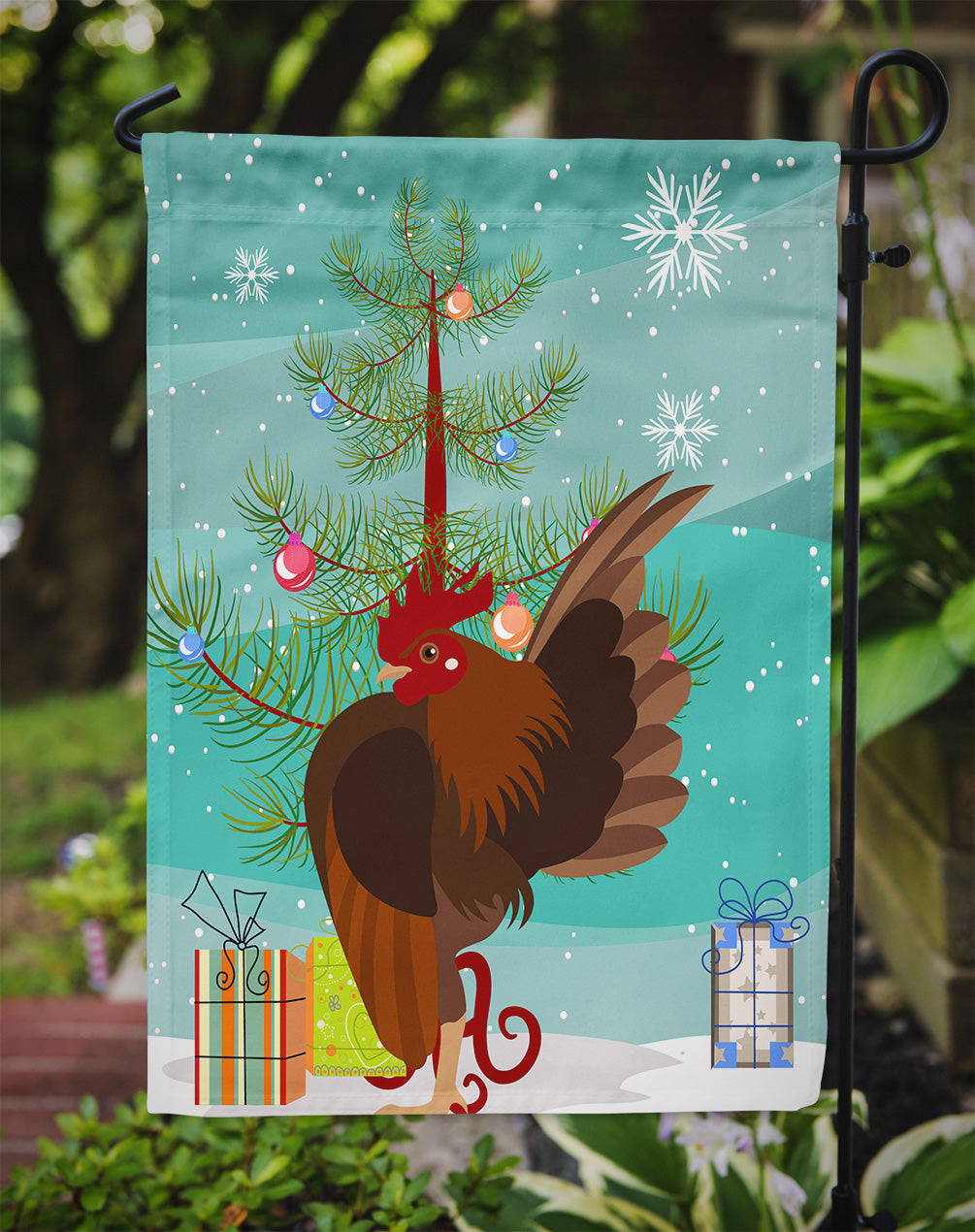 Malaysian Serama Chicken Christmas Garden Flag Mailbox Decorative Yard Banner Outside Patio Artwork for Flower Beds, Garden Size, Multicolor