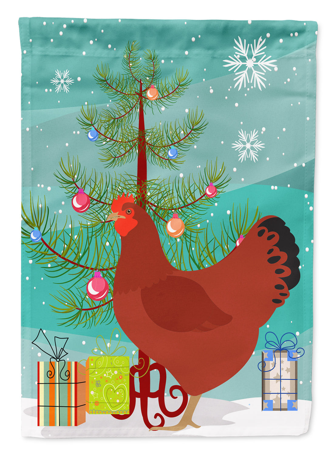 New Hampshire Red Chicken Christmas Garden Flag Mailbox Decorative Yard Banner Outside Patio Artwork for Flower Beds, Garden Size, Multicolor