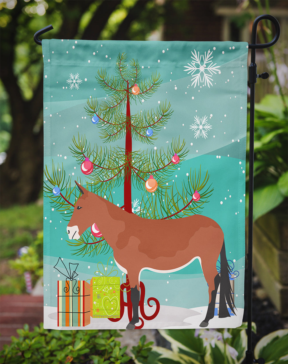 Mule Christmas Garden Flag Mailbox Decorative Yard Banner Outside Patio Artwork for Flower Beds, Garden Size, Multicolor