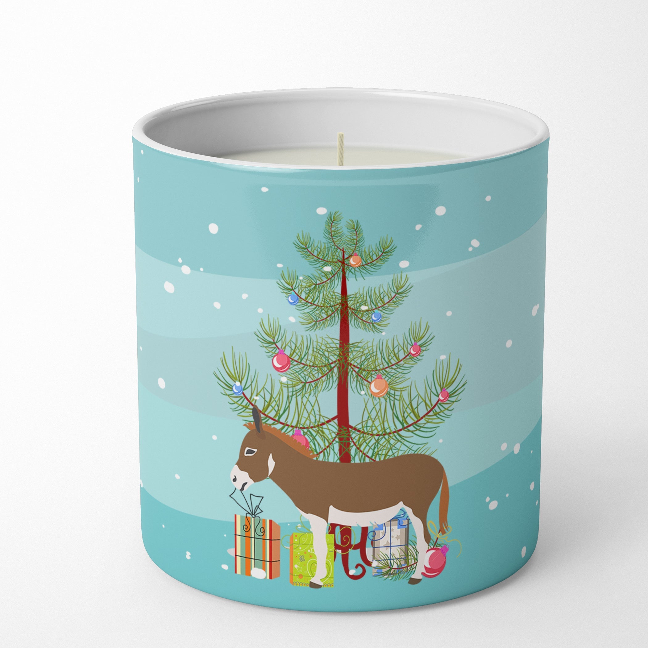 Miniature Mediterranian Donkey Christmas Decorative Soy Candle Nature Soy Wax Essential Oil Home Decor Ideal for Bedroom Kitchen Bath Office Gift, 10 oz