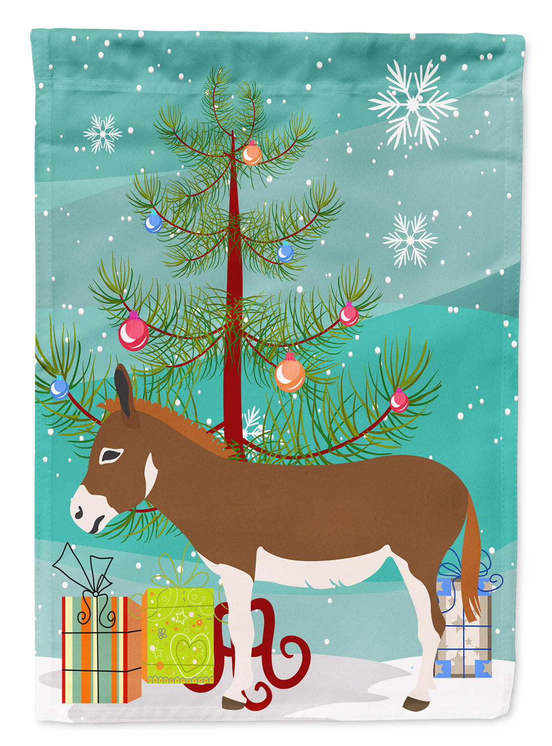 Miniature Mediterranian Donkey Christmas Garden Flag Mailbox Decorative Yard Banner Outside Patio Artwork for Flower Beds, Garden Size, Multicolor