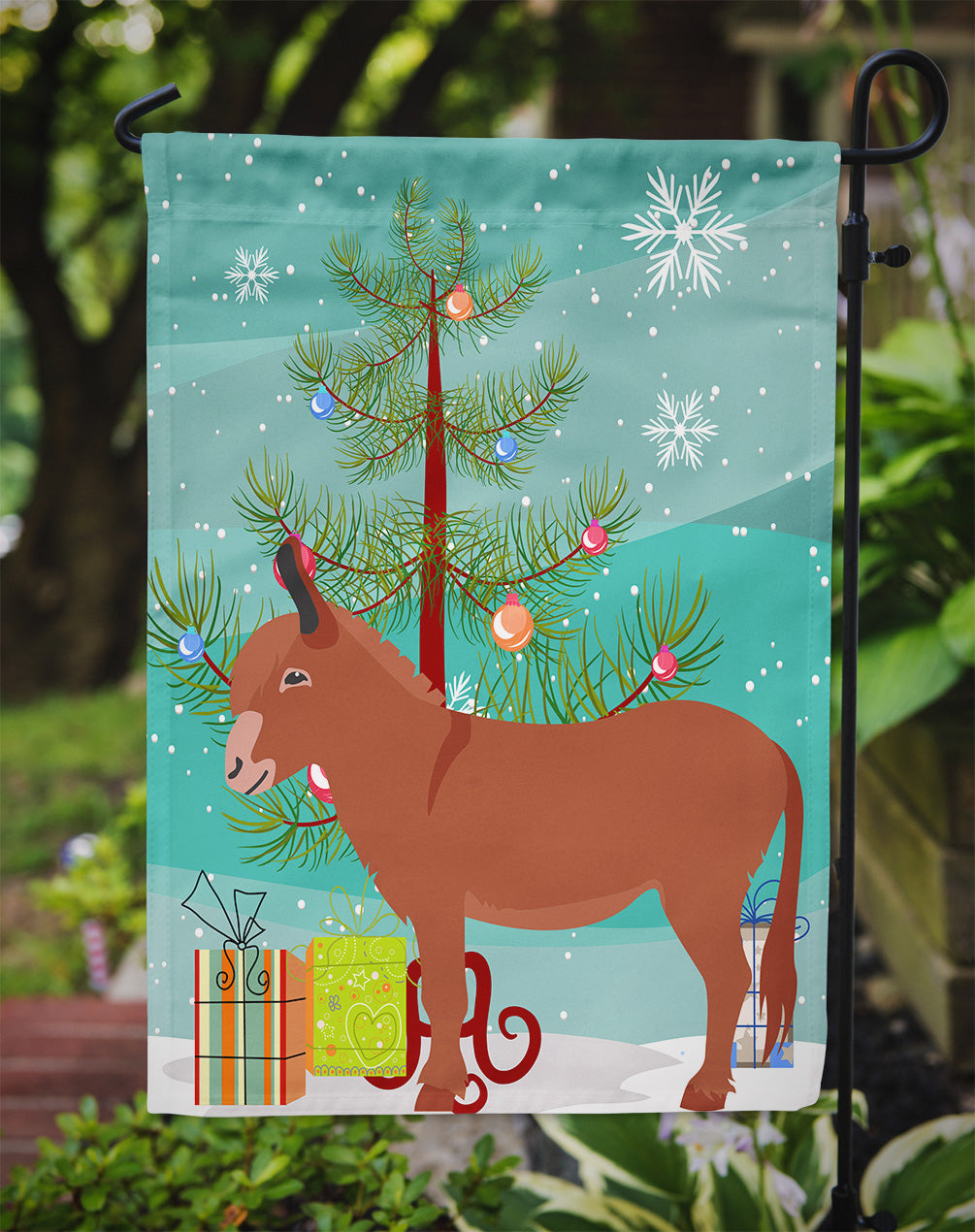 Irish Donkey Christmas Garden Flag Mailbox Decorative Yard Banner Outside Patio Artwork for Flower Beds, Garden Size, Multicolor