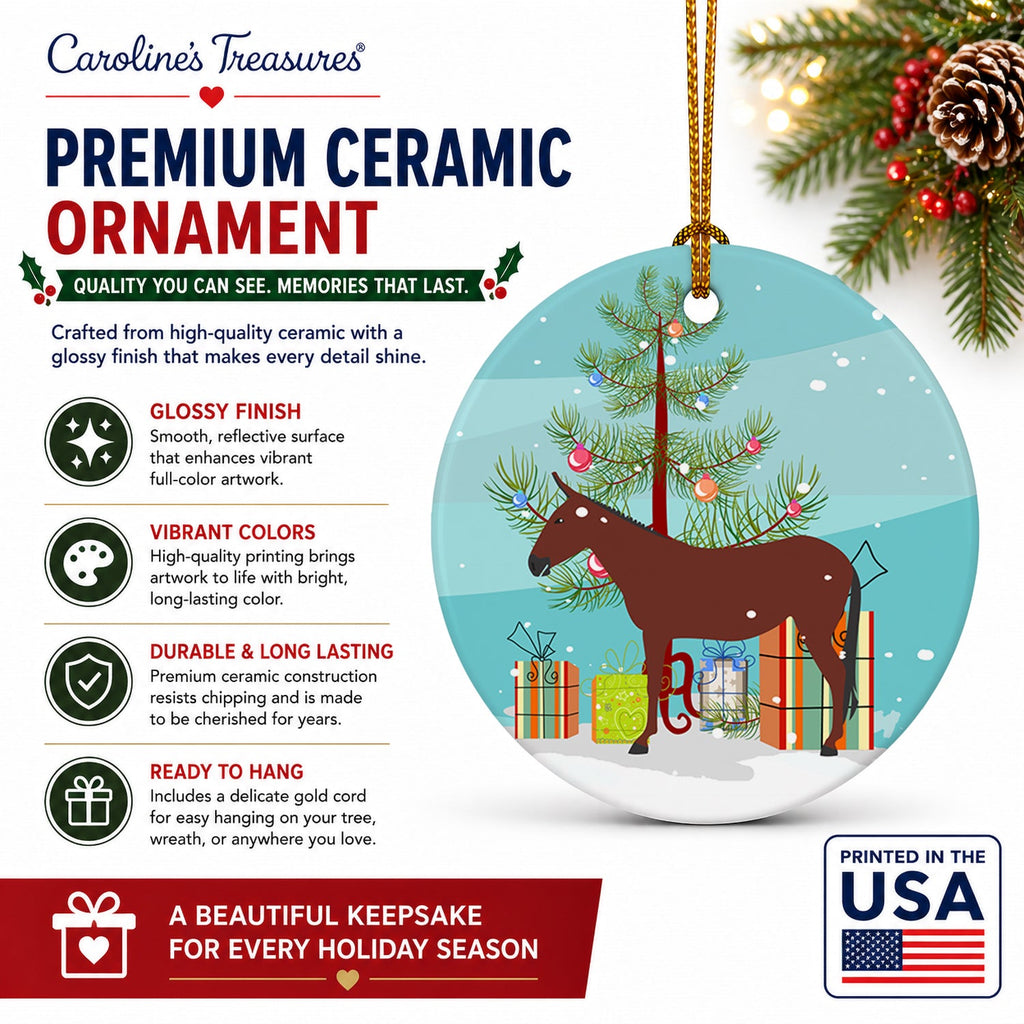 Hinny Horse Donkey Christmas Ceramic Ornament Christmas Tree Hanging Decorations for Home Christmas Holiday, Party, Gift, 3 in, Multicolor