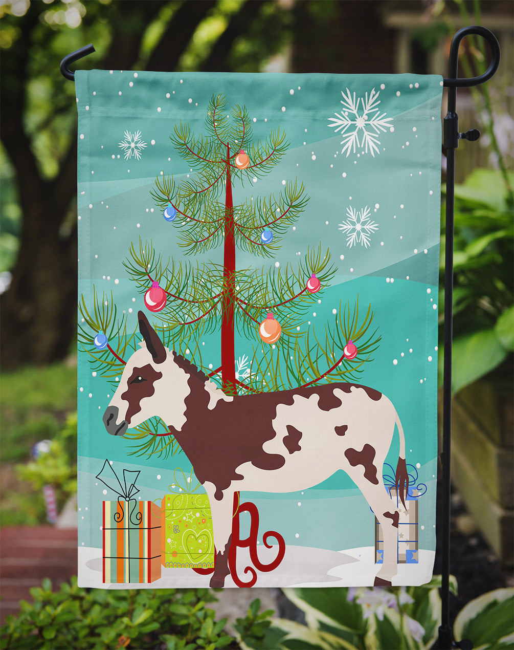 American Spotted Donkey Christmas Garden Flag Mailbox Decorative Yard Banner Outside Patio Artwork for Flower Beds, Garden Size, Multicolor