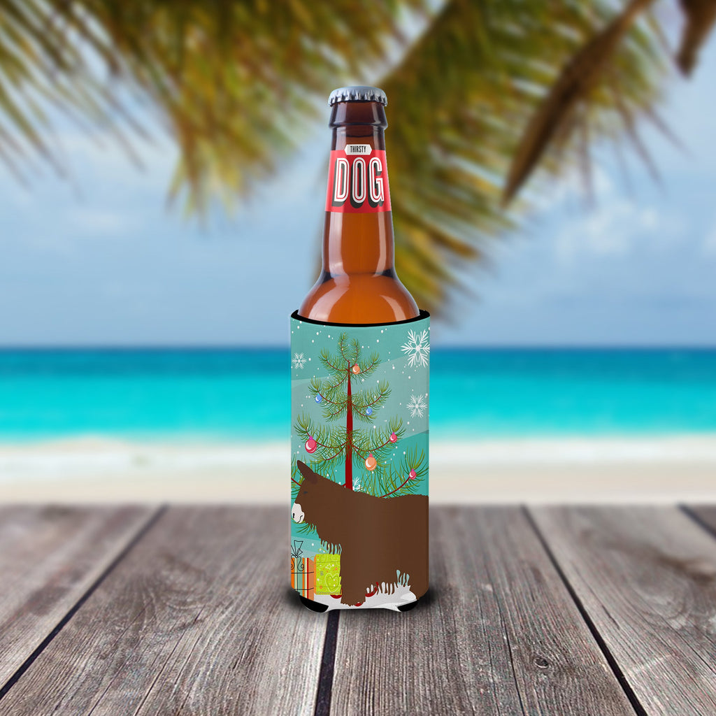 Poitou Poiteuin Donkey Christmas Slim Can Hugger , Insulated Foam Hugger for 12 oz Slim Cans, Beer Bottles & Water Bottles, Printed in USA