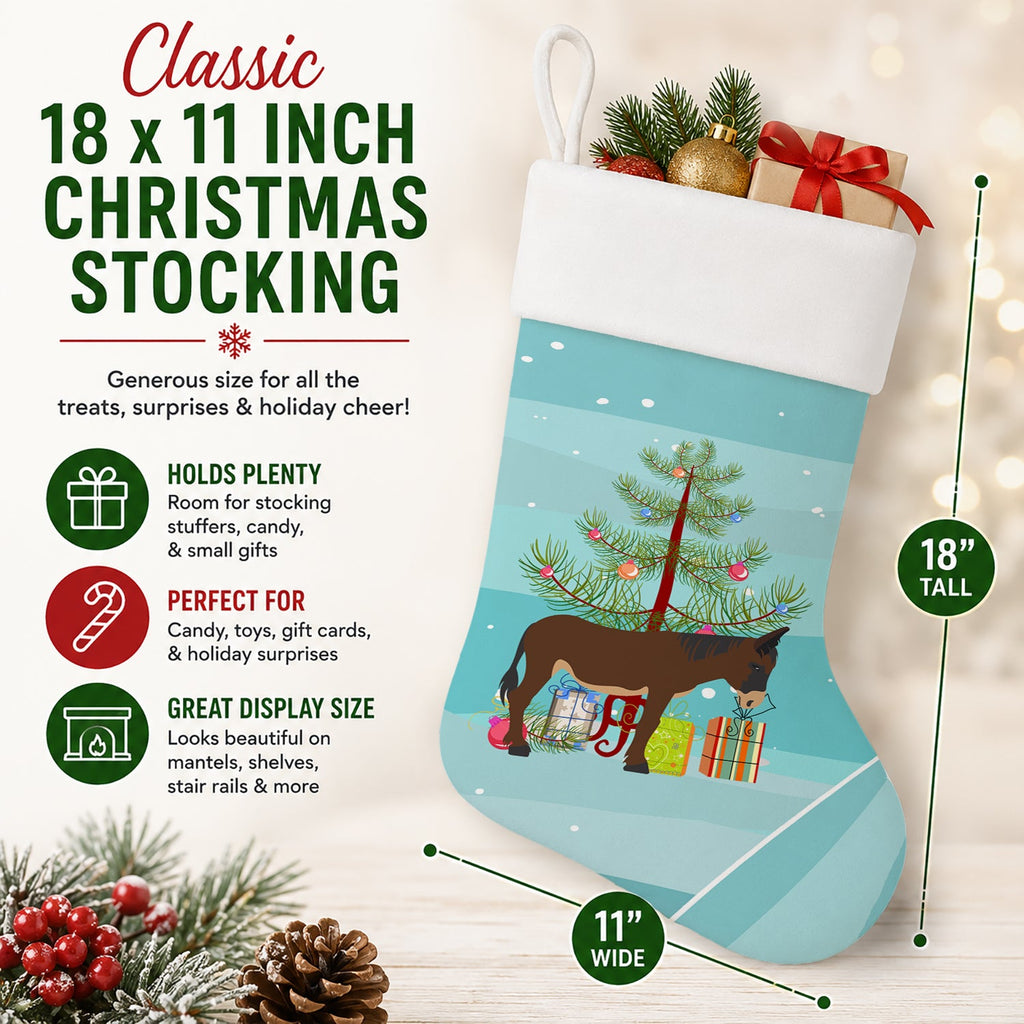 Zamorano-Leones Donkey Christmas Holiday Stocking Double-Sided Print, Polyester Suede,11x18, Made in USA