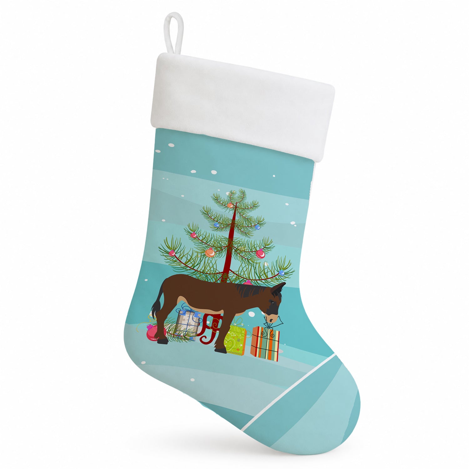 Zamorano-Leones Donkey Christmas Holiday Stocking Double-Sided Print, Polyester Suede,11x18, Made in USA