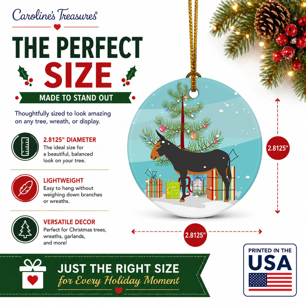 Catalan Donkey Christmas Ceramic Ornament Christmas Tree Hanging Decorations for Home Christmas Holiday, Party, Gift, 3 in, Multicolor