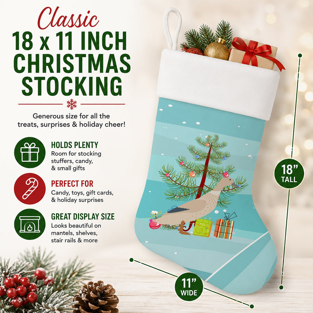 West Harlequin Duck Christmas Holiday Stocking Double-Sided Print, Polyester Suede,11x18, Made in USA