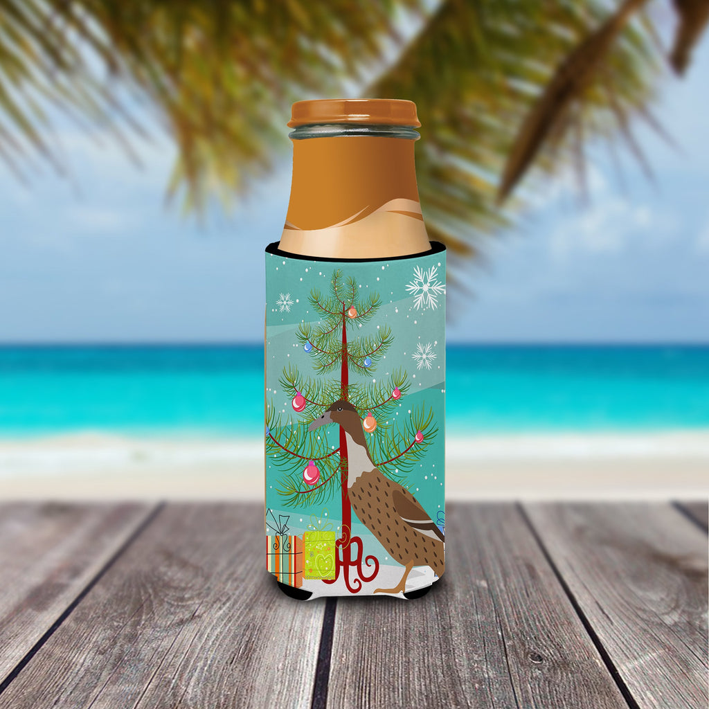 Dutch Hook Bill Duck Christmas Slim Can Hugger , Insulated Foam Hugger for 12 oz Slim Cans, Beer Bottles & Water Bottles, Printed in USA