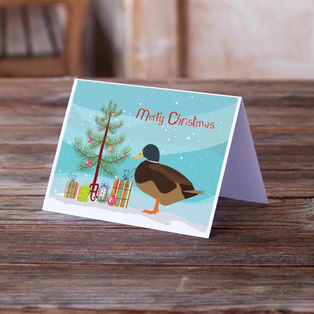 Silver Bantam Duck Christmas Greeting Cards Pack of 8 Blank Cards with Envelopes Whimsical A7 Size 5x7
