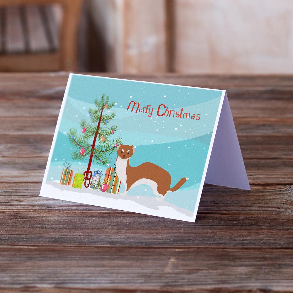 Weasel Christmas Greeting Cards Pack of 8 Blank Cards with Envelopes Whimsical A7 Size 5x7
