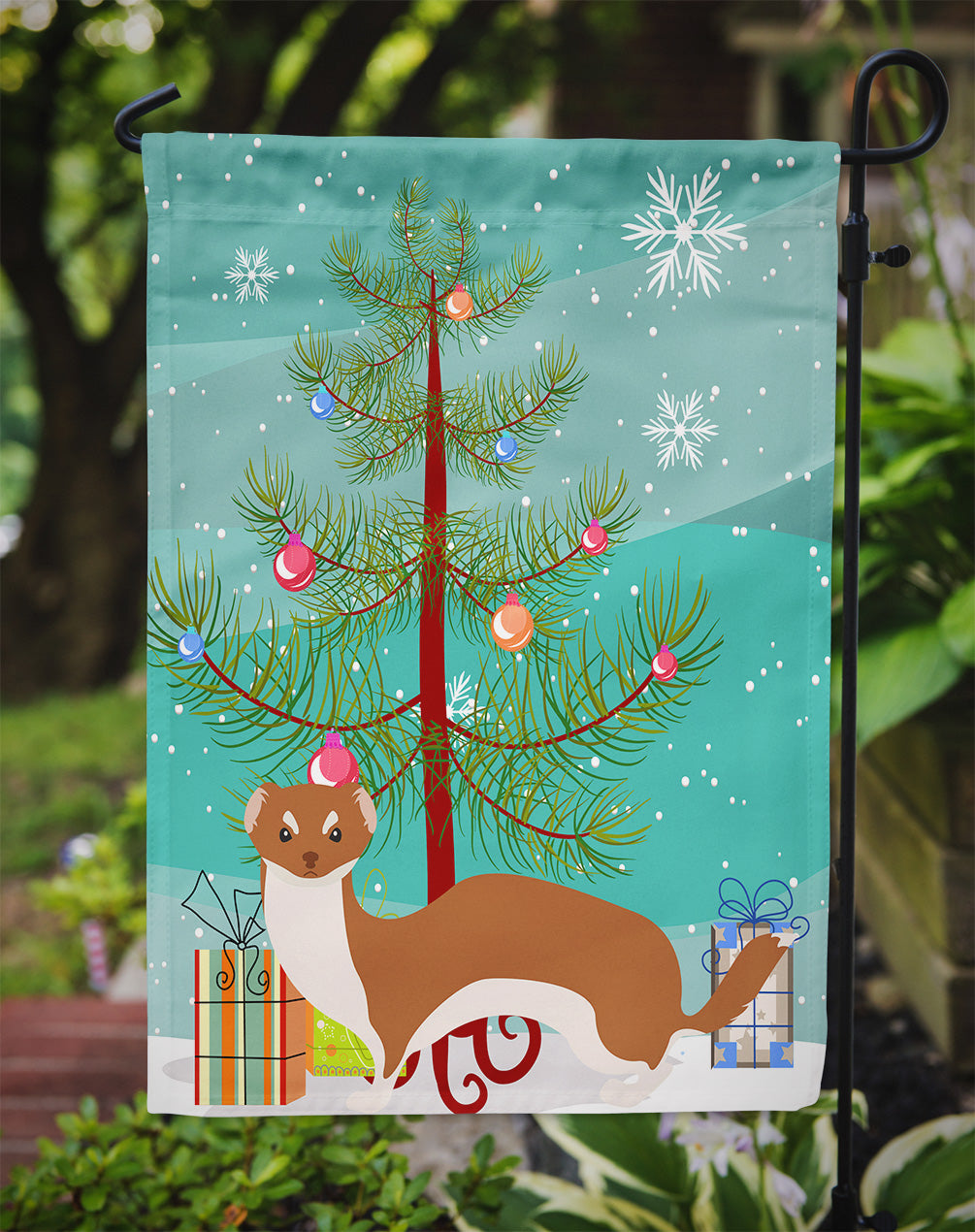 Weasel Christmas Garden Flag Mailbox Decorative Yard Banner Outside Patio Artwork for Flower Beds, Garden Size, Multicolor