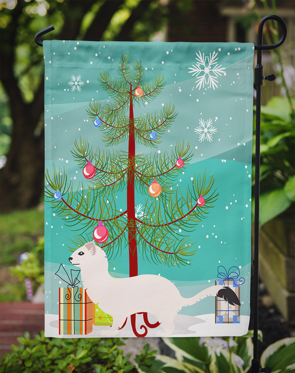 Stoat Short-tailed Weasel Christmas Garden Flag Mailbox Decorative Yard Banner Outside Patio Artwork for Flower Beds, Garden Size, Multicolor