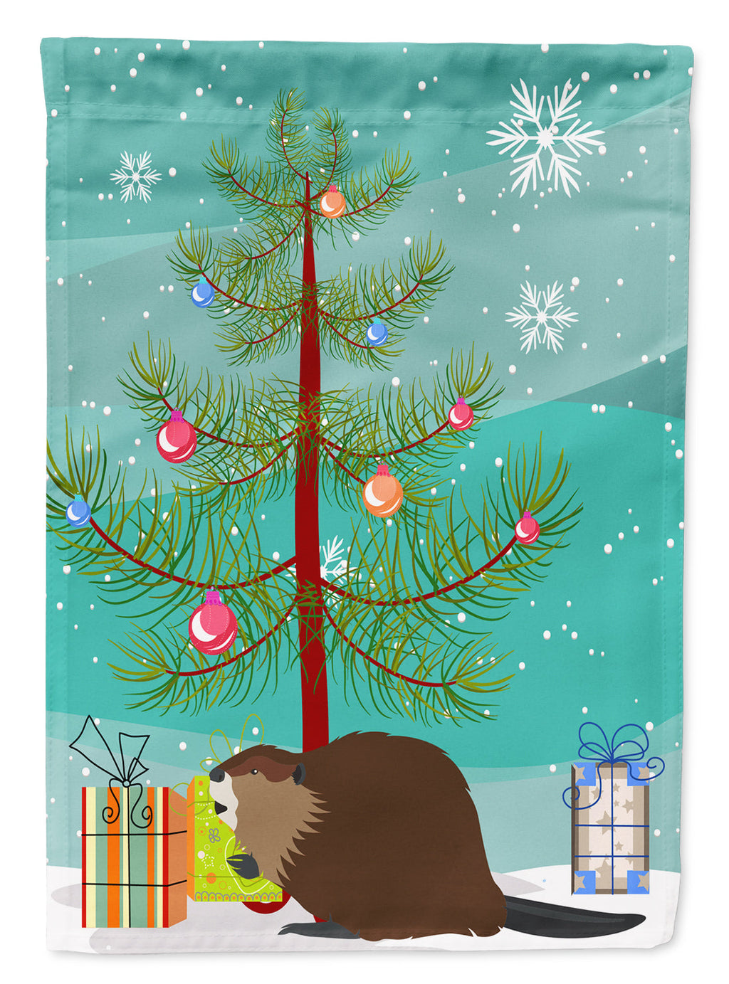 Eurasian Beaver Christmas Garden Flag Mailbox Decorative Yard Banner Outside Patio Artwork for Flower Beds, Garden Size, Multicolor
