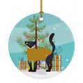 Yellow-Throated Marten Christmas Ceramic Ornament Christmas Tree Hanging Decorations for Home Christmas Holiday, Party, Gift, 3 in, Multicolor