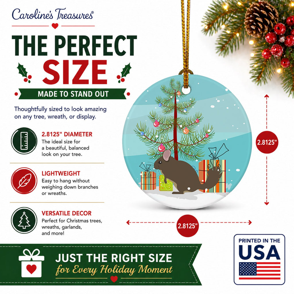Chinchilla Christmas Ceramic Ornament Christmas Tree Hanging Decorations for Home Christmas Holiday, Party, Gift, 3 in, Multicolor