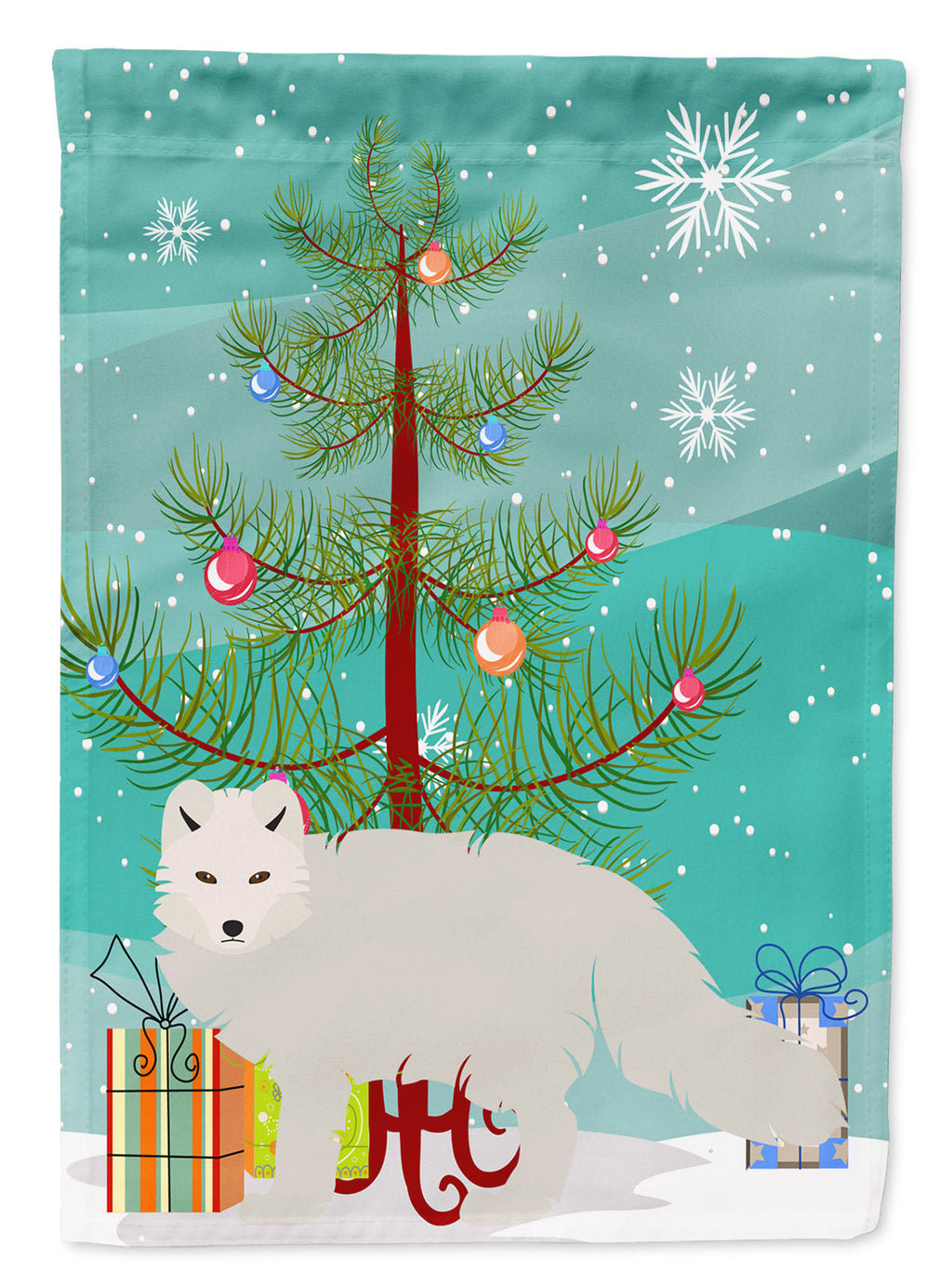 White Arctic Fox Christmas Garden Flag Mailbox Decorative Yard Banner Outside Patio Artwork for Flower Beds, Garden Size, Multicolor
