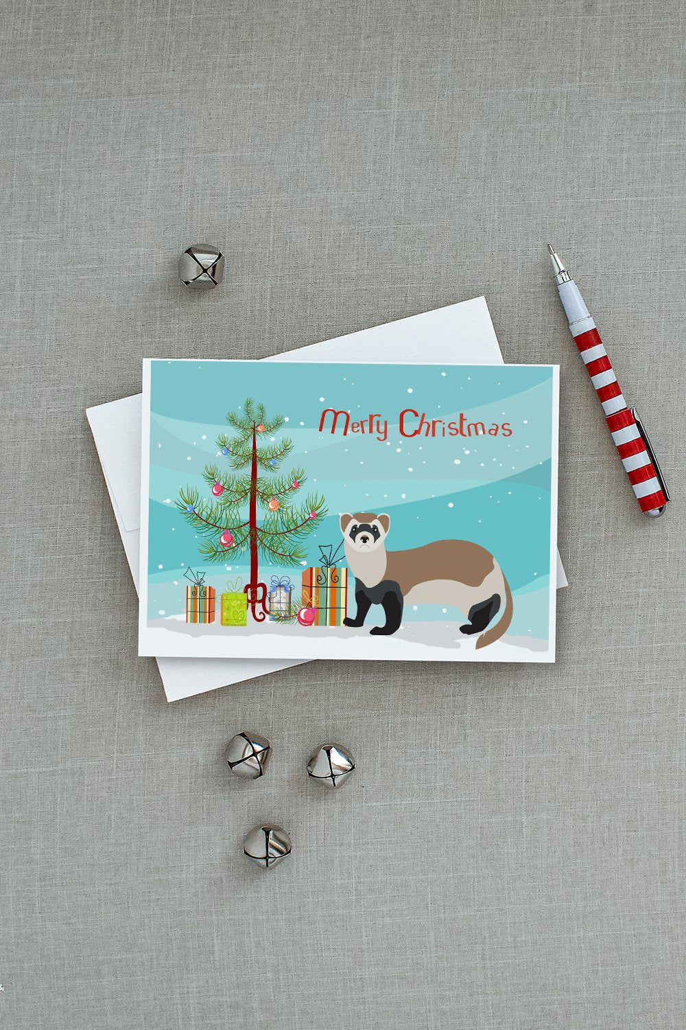 Ferret Christmas Greeting Cards Pack of 8 Blank Cards with Envelopes Whimsical A7 Size 5x7