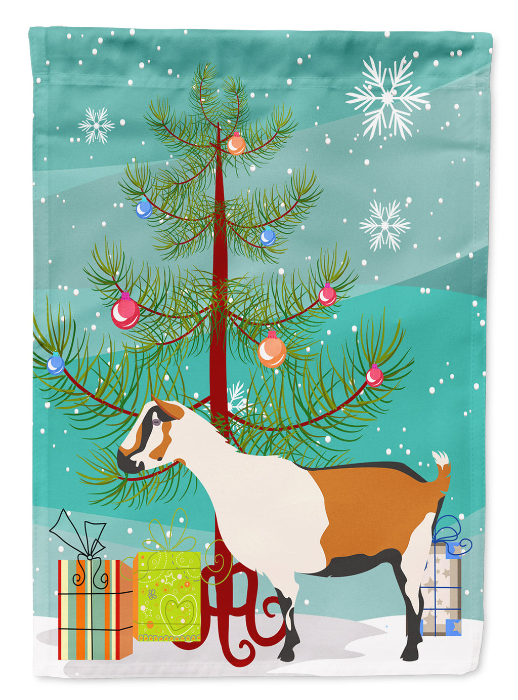 Alpine Goat Christmas Garden Flag Mailbox Decorative Yard Banner Outside Patio Artwork for Flower Beds, Garden Size, Multicolor