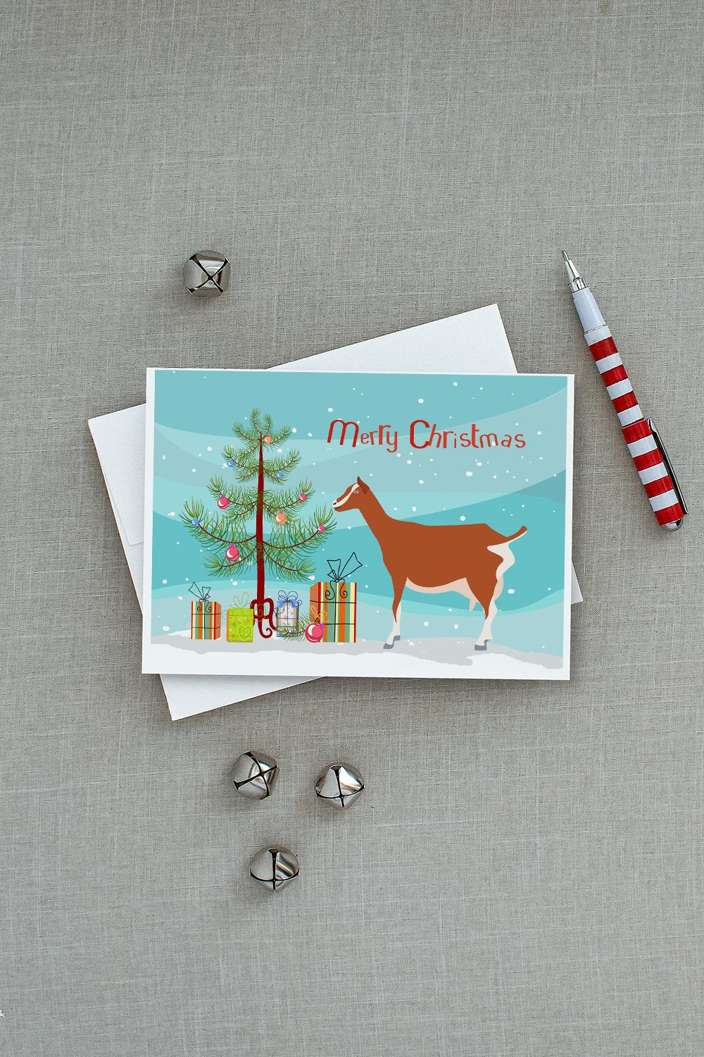 Toggenburger Goat Christmas Greeting Cards Pack of 8 Blank Cards with Envelopes Whimsical A7 Size 5x7