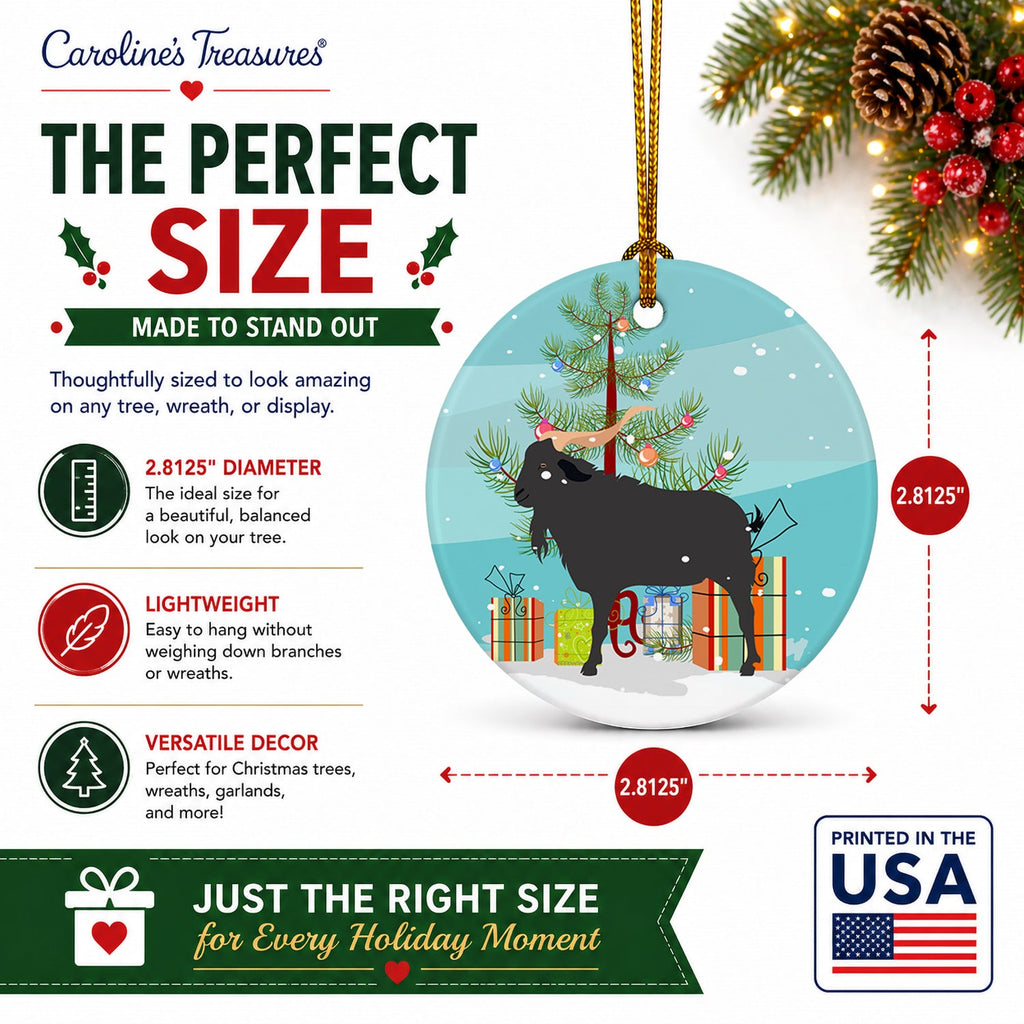 Verata Goat Christmas Ceramic Ornament Christmas Tree Hanging Decorations for Home Christmas Holiday, Party, Gift, 3 in, Multicolor