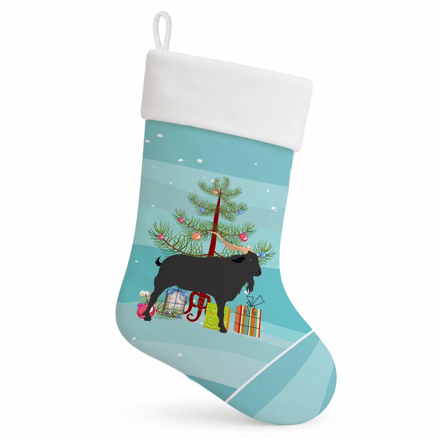 Verata Goat Christmas Holiday Stocking Double-Sided Print, Polyester Suede,11x18, Made in USA